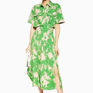 Topshop Green Abstract Floral Shirt and Skirt Set